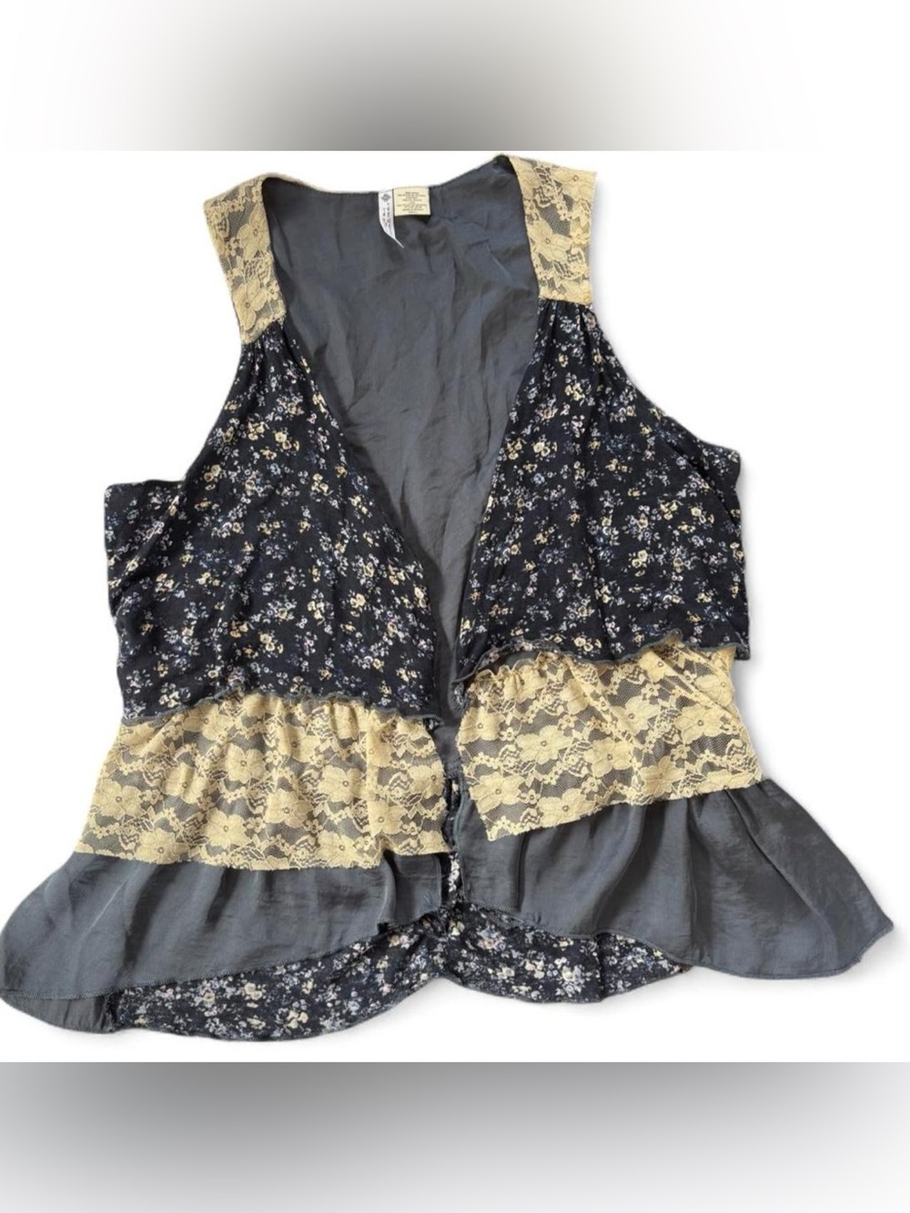 Y2K Boho Romantic Floral Lace Patchwork Vest Top S by Julie & Jewels